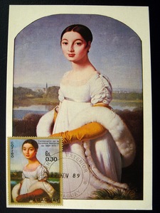 安格尔绘画《拉罗林娜、里维埃小姐》极限片1枚（1972 巴拉圭）