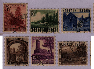 诺福克岛1953年第2套邮票6全，SC#13-18，2416