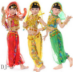 元旦儿童印度舞演出服幼儿民族表演包邮 女童肚皮舞服新疆舞蹈服