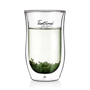 耐高温双层绿茶玻璃杯 透明水杯 双层隔热保温 透明茶杯teatime