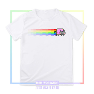 彩虹猫 Nyan 游戏周边创意情侣装软萌妹学生宽松T恤短袖衣服