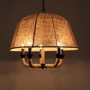 美式复古吊灯卧室客厅咖啡餐厅酒馆清吧创意个性田园乡村麻绳灯具