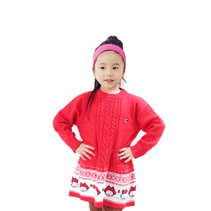 春季女童韩版潮品全棉针织毛衣红色连衣公主裙特价
