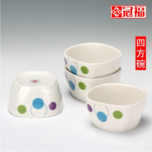 冠福陶瓷 餐具韩式日式景德镇金玉瓷 团圆4.5-5.5英寸四方碗