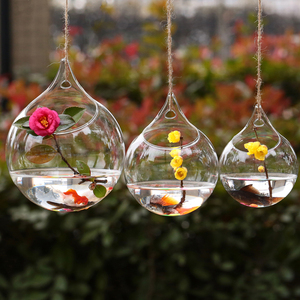 创意悬挂透明玻璃花瓶简约家居室内装饰吊瓶水培插花鱼缸花盆