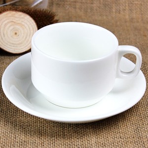 酒店办公室简约高档陶瓷水杯茶杯美式咖啡白色套装咖啡杯勺批发