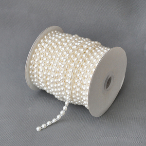 直径6mm半面珍珠棉线珠串 DIY饰品珍珠链25米卷装手工材料