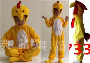 儿童表演服连体黄鸡公鸡动物造型演出服装成人幼儿卡通舞台游戏服