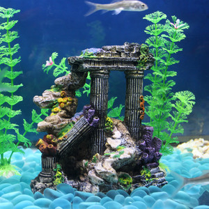 鱼缸造景欧式罗马仿古装饰水族造景装饰小摆件海底世界珊瑚罗马柱