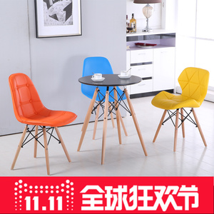 现代休闲洽谈椅简约时尚塑料椅创意欧式实木餐椅伊姆斯椅子靠背椅