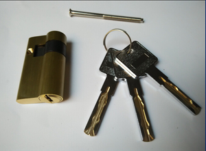 叶片锁芯电子指纹锁全铜钥匙自动锁55MM60M15+45+35偏心锁头单边C