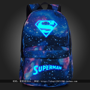原宿双肩包SUPERMAN夜光超人男女星空背包中学生书包个性潮钢铁侠
