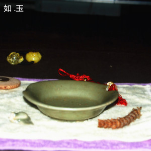 龙泉青瓷陶瓷 高古瓷古瓷片水果盘餐具 明代龙泉窑梅子青小盆