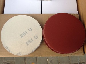 正品3M251U干磨砂纸背绒 P80背胶植绒5寸红色拉绒片圆 磨盘 沙皮