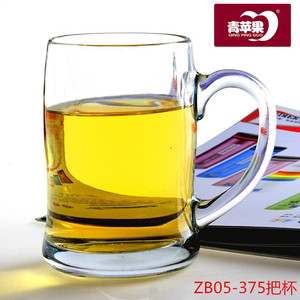 四只包邮 青苹果玻璃杯啤酒杯大把杯加厚茶杯18扎啤杯冷饮杯ZB375