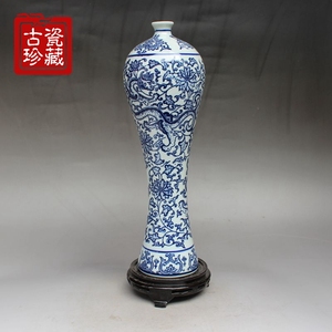 景德镇陶瓷器 手绘青花瓷花瓶美人瓶 现代时尚家居装饰博古架摆件