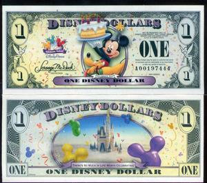 全新2009年 美国迪斯尼乐园 1 元 纪念钞 A00197444 豹子号 A冠