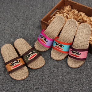 亚麻拖鞋夏季居家男女儿童宝宝可爱拖鞋凉拖室内地板防滑