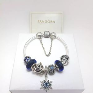 PANDORA/潘多拉 林心如同款南瓜车雪花蓝色琉璃串珠手链