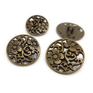纽扣 高档金属古铜色镂空花朵 女士西装风衣毛衣外套钮扣扣子专卖