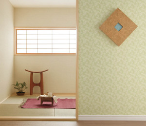 100%日本进口榻榻米壁纸绿色竹叶墙纸和室日式壁纸BA5517