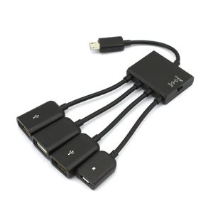 热卖带供电MICRO USB HUB OTG手机连接键盘鼠标U盘读卡器分线器集