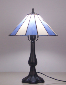 欧式台灯蓝白色玻璃台灯地中海卧室床头简欧台灯蒂凡尼装饰小台灯