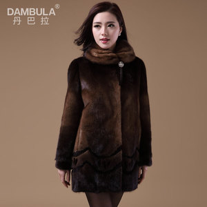 DAMBULA/丹巴拉貂皮大衣女 皮草外套 水貂整貂大衣中长款 879