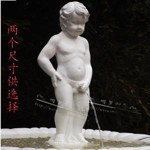 欧式鱼池水景雕塑别墅庭院景观装饰摆件人物撒尿小孩于廉流水喷泉