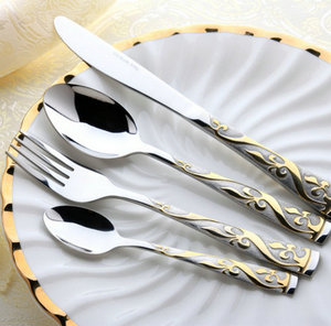 英国ROYAL 24Ｋ金　刀叉四件套　限量发售　西餐餐具套装 特价