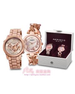 阿克波斯 Akribos XXIV 女款 玫瑰金色 手表 两块装礼盒 特价现货