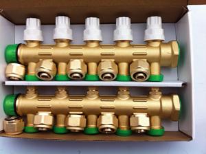 DN25地暖分水器家用全铜智能分集水器2345678水地暖配件