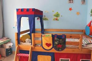 一家童品儿童床上 彩色全棉布艺 装饰游戏平顶儿童帐篷 游戏屋