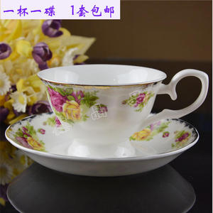 英式高档骨瓷咖啡杯碟 拍金玫瑰奶茶杯 情侣套装创意陶瓷咖啡杯子