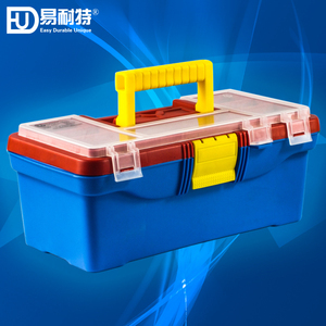 易耐特 12寸多功能带元件盒塑料家用 五金 工具箱 双色