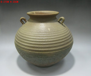 古玩古董古瓷器收藏品  汉代原始青瓷旋纹三系罐