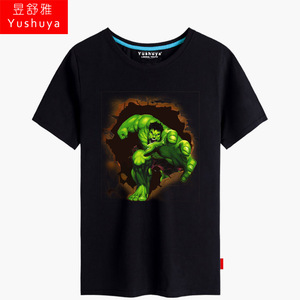 复仇者联盟4 Hulk浩克绿巨人男女短袖T恤宽松纯棉大码体恤半截袖