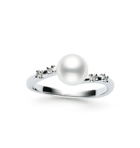 日本代购 TASAKI 珠宝塔思琦 微妙曲线形阿古屋珍珠 18K白金戒指