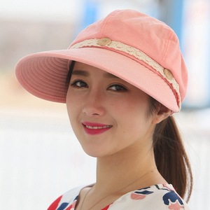 大沿遮阳帽子女夏天可折叠防晒帽韩版出游太阳帽两用空顶沙滩布帽