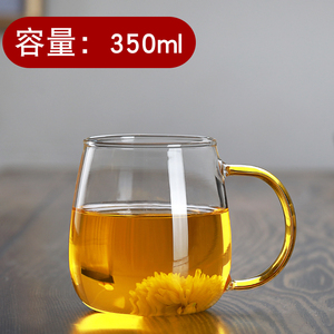 高硼硅耐热玻璃水杯蘑菇杯咖x啡杯大号泡茶杯家用水杯办公杯可明