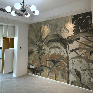 定制壁画复古法式热带雨林森林墙布装饰L电视背景墙壁纸卧室饭厅