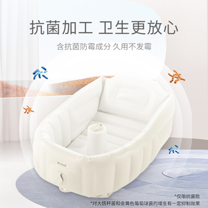 Richell利其尔婴儿r宝宝洗澡盆充气型可坐躺折叠家用便携婴儿浴盆