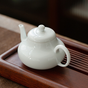 德化玉瓷轩亭壶小茶壶冲茶器陶瓷过滤带柄单壶家用泡茶壶简约茶具