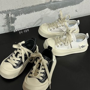 波拉bora韩国童鞋儿童真皮鞋子2023新款女童板鞋休闲鞋男童帆布鞋