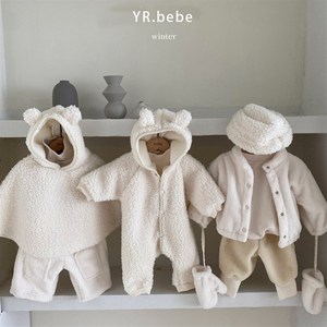 韩国婴儿童装羊羔绒保暖连体衣服男女宝宝加厚外套爬服冬季外出服