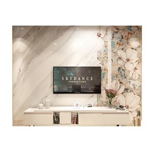 新款网红岩板电视机背景墙装饰客厅大气造型影视墙微晶石瓷砖轻奢