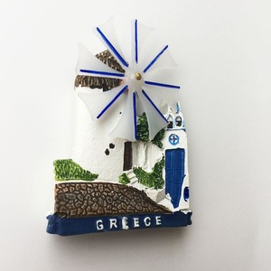 希腊圣托里尼蓝白风车小镇旅游纪念工艺品磁力冰箱贴 收藏伴手礼