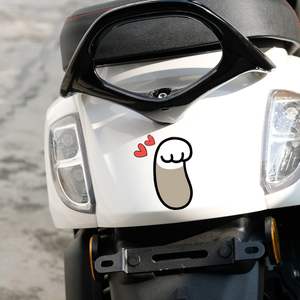 卡通猫爪贴画车身装饰摩托贴纸爪子比心小贴花改造车头Z踏板搞笑