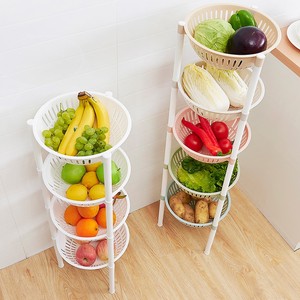 水果蔬菜收纳筐厨房置物架落地多层收纳架家用省空间3层4层塑料筐