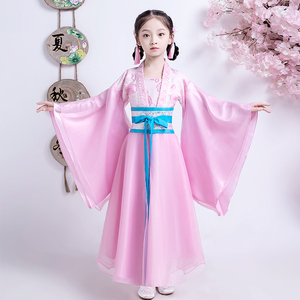 儿童唐装女中国风汉服女童古装套装春款仙女公主小孩演出民族服装